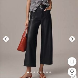 Maeve Black Wide-Leg Faux-Leather Pants